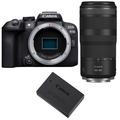 Appareil photo hybride Canon EOS R10 + RF 100-400mm F5.6-8 IS USM + 1 Canon LP-E17 + Ebook  20 astuces pour des images qui claquent  - Neuf