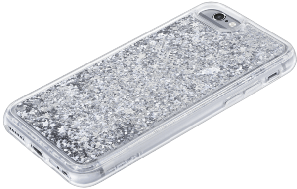 Custodia ibrida Bling Bling Glitter per Apple iPhone 6/6S/7/8/SE 2020, Silver Galaxy