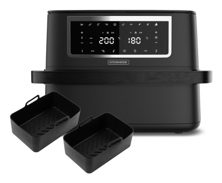 Kitchen Cook AIRMED_W_POT friteuse Double 10 L Autonome 2600 W Friteuse d'air chaud Noir