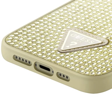 Guess Funda rígida para Apple iPhone 15 Pro Triangle Diamond Dorado