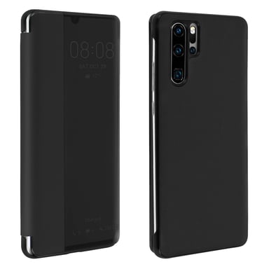Housse pour Huawei P30 Pro Étui Grande Fenêtre Translucide Coque pour Rigide Noir