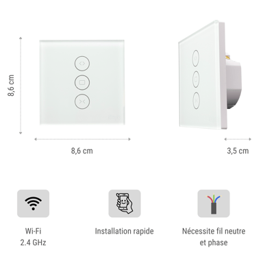 Interrupteur Wi-Fi + Bluetooth pour volets roulants - Vollo Max 3