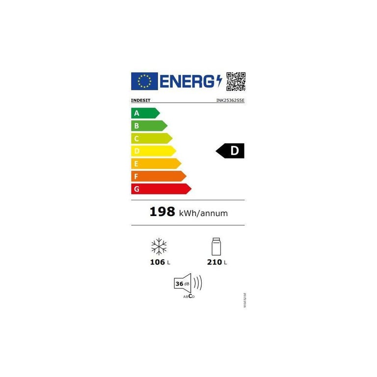 Réfrigérateur combiné congélateur INDESIT INK25362S5E 2 portes 315 186x60x66 cm - vue 5