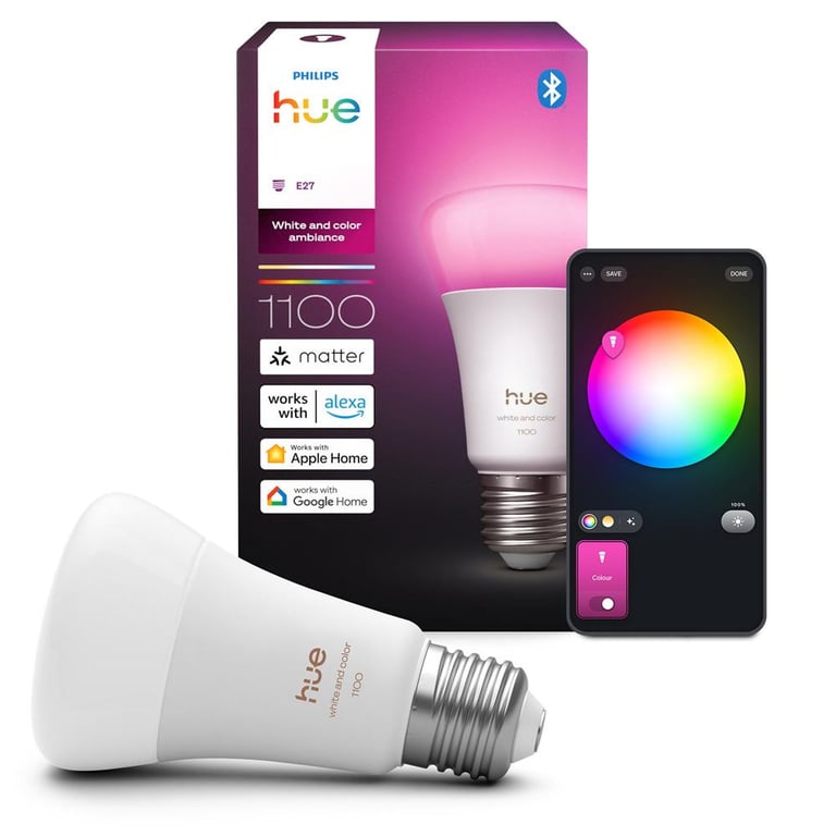 Ampoule connectée Philips Hue E27 ambiance Blanc et couleur - Neuf