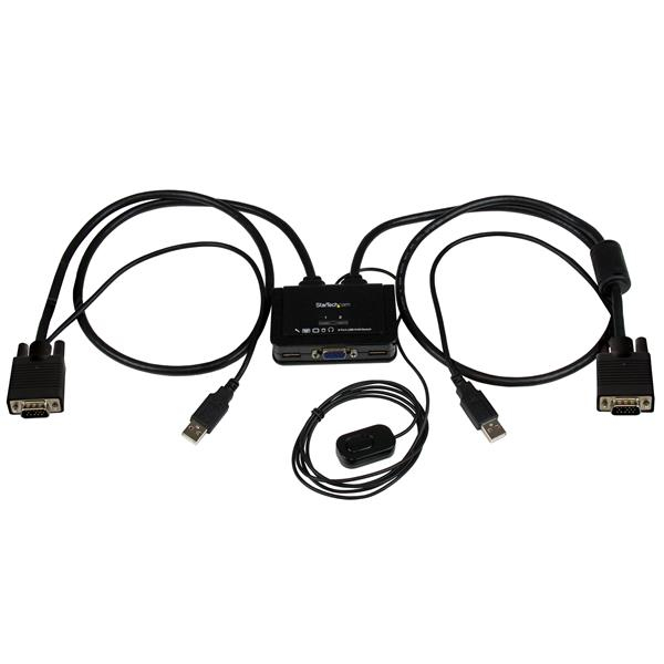 StarTech.com Switch KVM USB VGA à 2 ports Commutateur écran clavier alimenté par USB avec câbles KVM et commutateur à distance Commutateur KVM 2 x KVM port 1 utilisateur local ... - vue 2