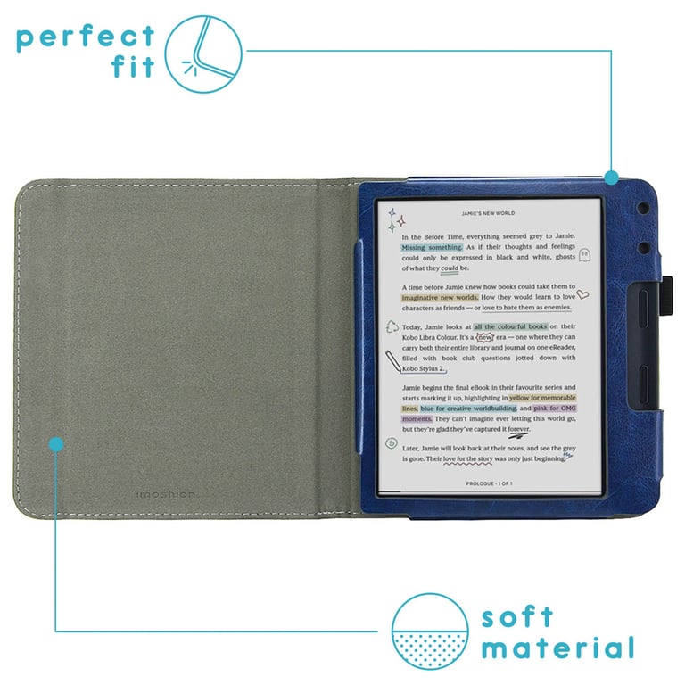 imoshion Étui de liseuse portefeuille en cuir végan pour Kobo Libra Colour / Tolino Vision Color Dorée Neuf - vue 6