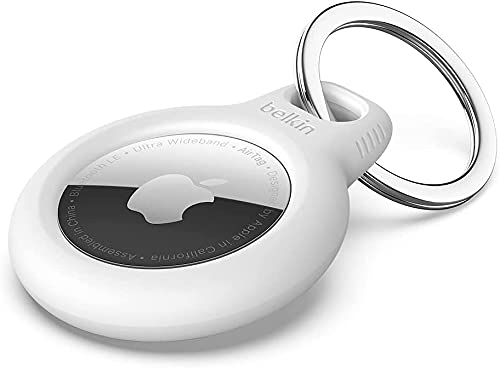 Anillo protector Belkin con clip metálico (protección para AirTag, accesorio resistente a arañazos, blanco)