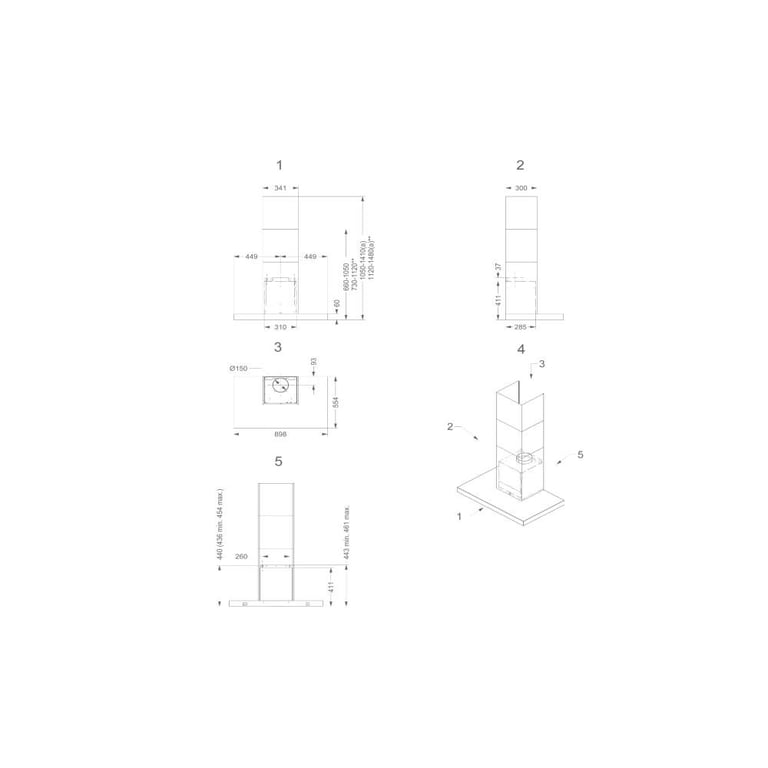 Novy Flat\\line 7600 Hotte hotte décorative largeur : 89.8 cm profondeur : 55.4 cm extraction et recirculation avec kit de recirculation supplémentaire avec moteur interne acier... - vue 5