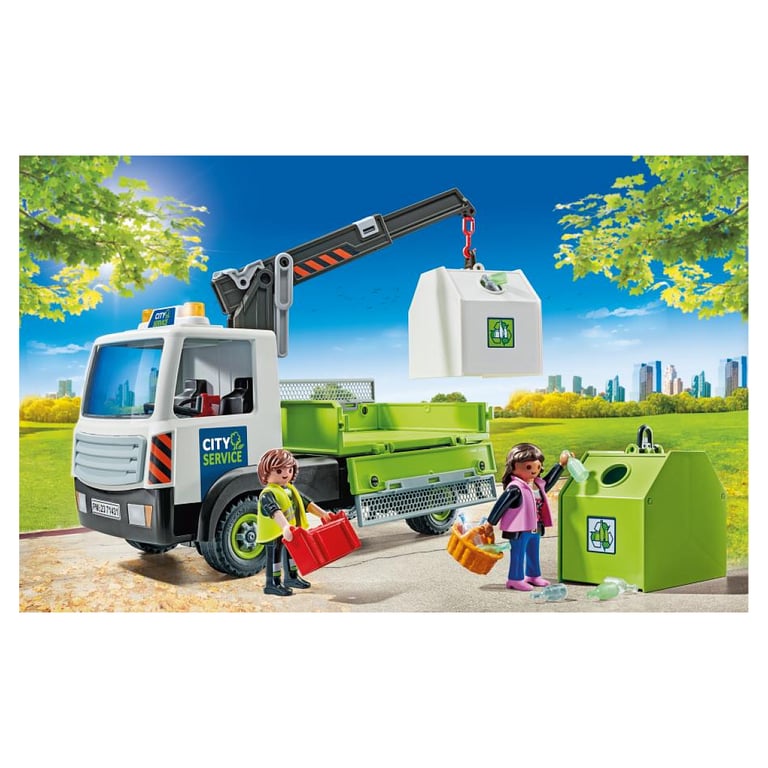 Camion Grue de Recyclage de Verre avec Personnages et Accessoires Neuf - vue 3