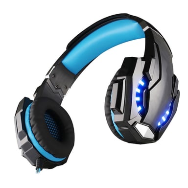 Casque Gaming Stéréo Jeu Volume Micro Omnidirectionnel LED Jack 3.5Mm Bleu Noir YONIS