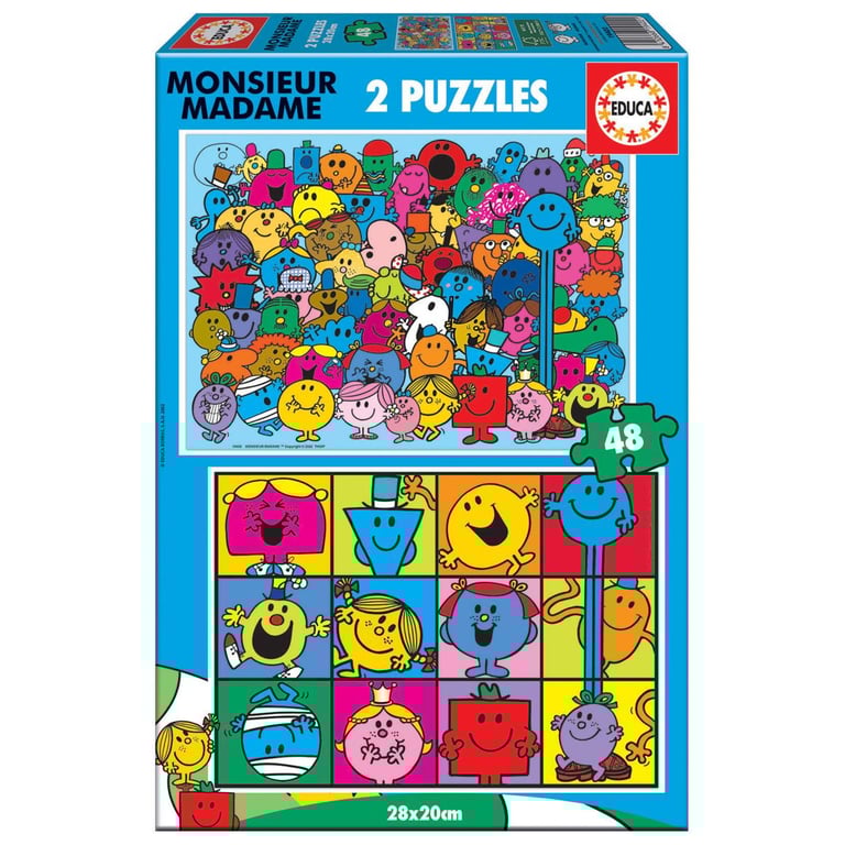 Puzzle éducatif Monsieur Madame 2 x 48 pièces pour enfants Neuf