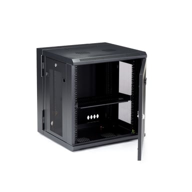 StarTech.com Armario Rack de Pared para Servidores 12U 19'' 4 Columnas y Estante 1U - Rack de Servidores de Montaje en Pared con Bisagra - Rack Ventilado para Equipo de Red