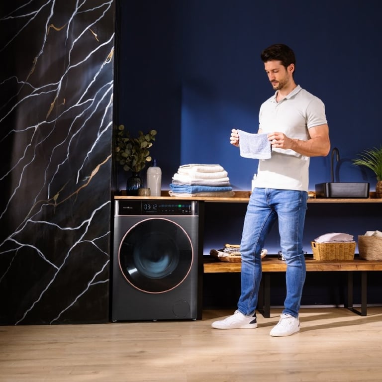 Cecotec Lave linge 9Kg Chargement Frontal Bolero DressCode 9900 Inverter FullColor Steel A. Finition Acier 1400 Trmin Écran 10 3" 11 Programmes Inverter SteamMax Classe A