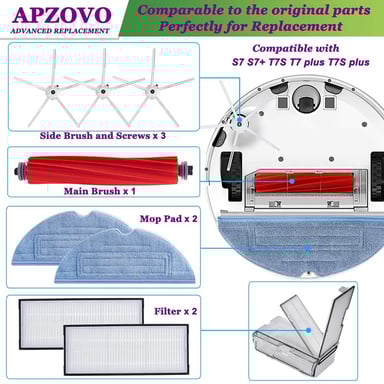 Pezzi di ricambio per Roborock S7/S7 Plus/T7/T7 Plus/T7s/T7s Plus 9 pezzi