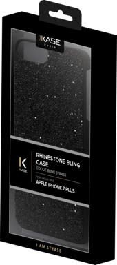 Guscio con strass per Apple iPhone 6 Plus / 6s Plus / 7 Plus / 8 Plus, nero notte
