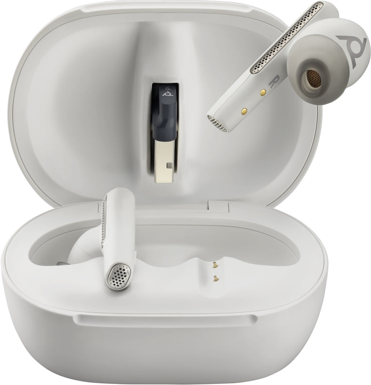 Poly Voyager Free 60+ UC Écouteurs sans fil avec micro intra auriculaire Bluetooth Suppresseur de bruit actif USB A via adaptateur Bluetooth sable certifié Zoom - vue 2