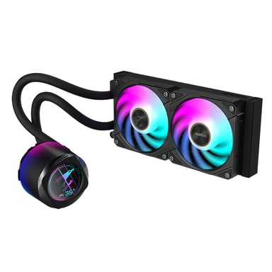 GIGABYTE AORUS WATERFORCE X II 240 Raffreddatore a liquido per processori AIO - 2x ventole ARGB da 120 mm, schermo LCD a colori, DAISY-CHAIN, compatibile con Intel LGA 1851 e AMD AM5