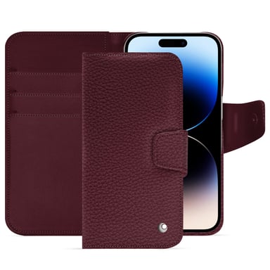 Housse cuir Apple iPhone 15 Pro -  - Violet - Cuir grainé