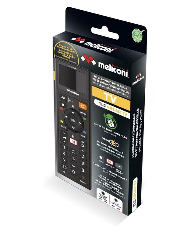 Meliconi Télécommande universelle SOLAR TV pour un TV 100% fonctions d'origine Accès direct Netflix et Prime Panneau solai - vue 2