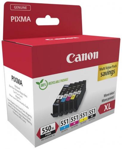 Pack de 5 Cartouches d'encre Canon PGI 550 et CLI 551 couleurs - vue 5