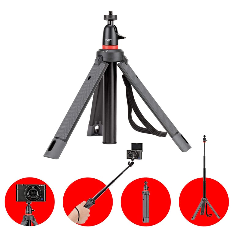 Joby JB01549 BWW Perche à SelfieTrépied télescopique pour Appareils CompactsPlus