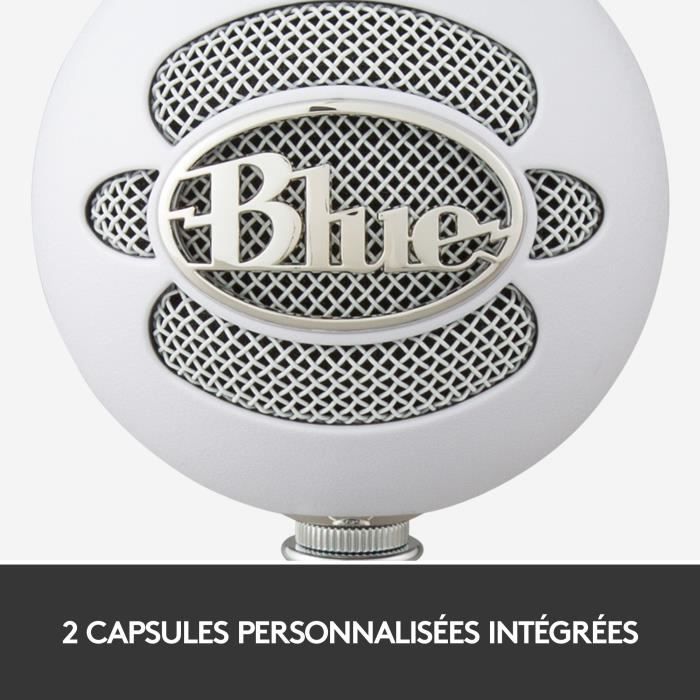 Microphone USB Blue Snowball pour Enregistrement, Streaming, Podcast, Gaming sur PC et Mac - Blanc - Neuf