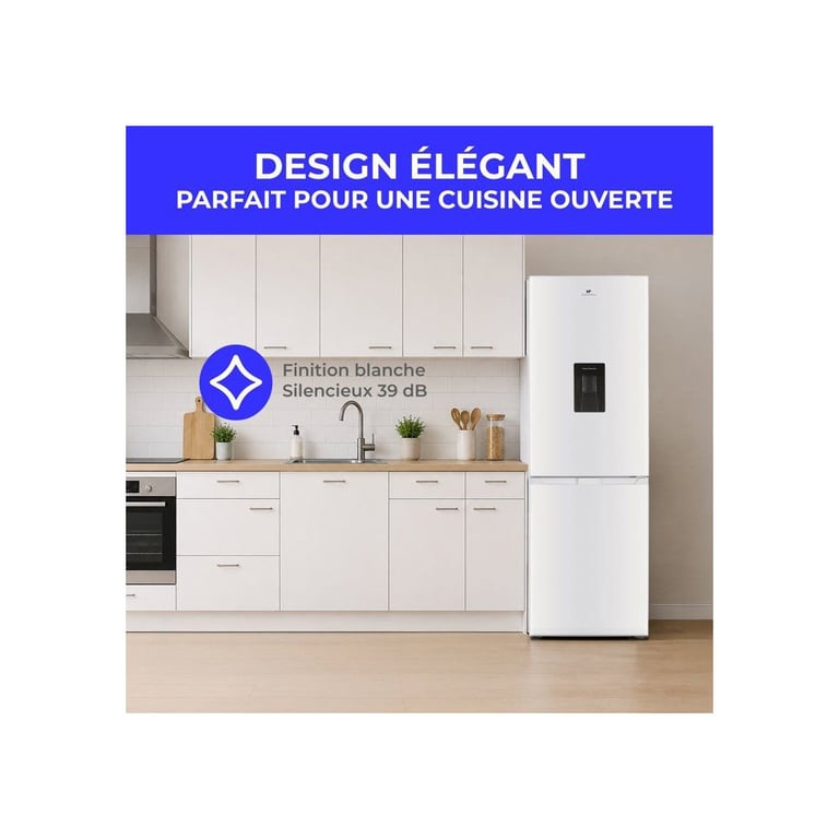 Réfrigérateur congélateur bas CONTINENTAL EDISON CEFC325NFWD Classe D Distributeur deau 60 x 685 x 185 cm - vue 2