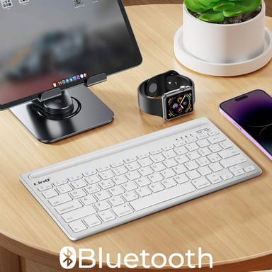 Teclado QWERTY inalámbrico Blanco LinQ, compatible con iOS / Android / Windows