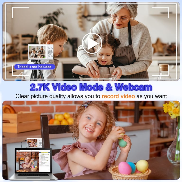 Appareil photo numérique 48MP 2 7K FHD zoom numérique 16X webcam mise au point automatique Neuf - vue 8