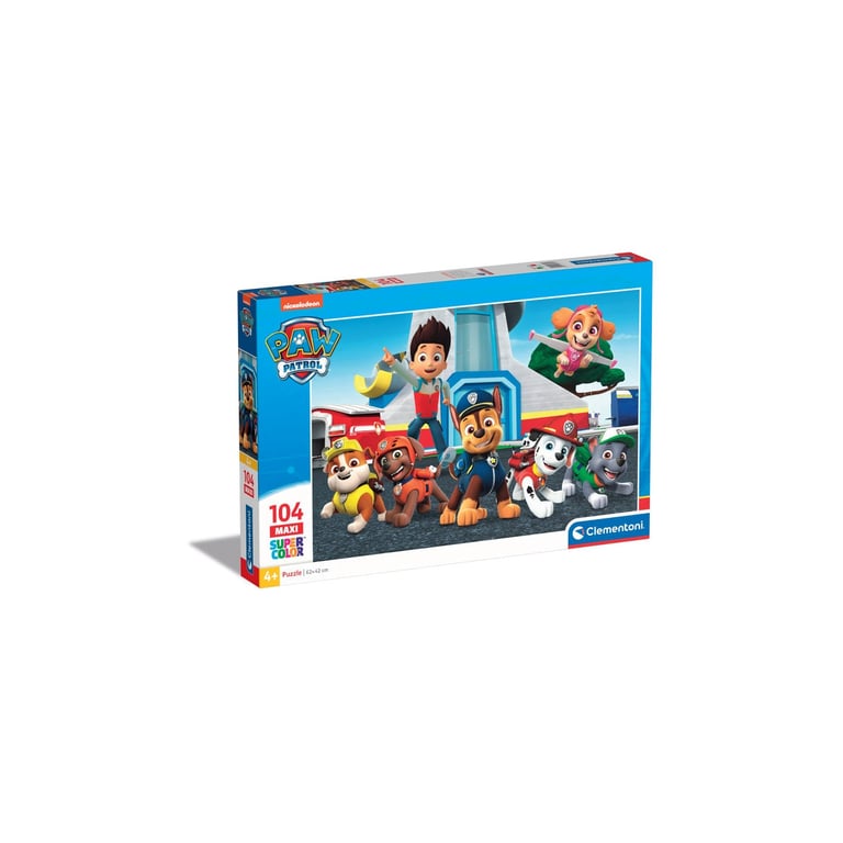 Clementoni 23753 Supercolor Pat' Patrouille 104 Maxi Pièces Puzzle du Dessin Animé Jeu de Création et Logique pour Enfants à partir de et Plus