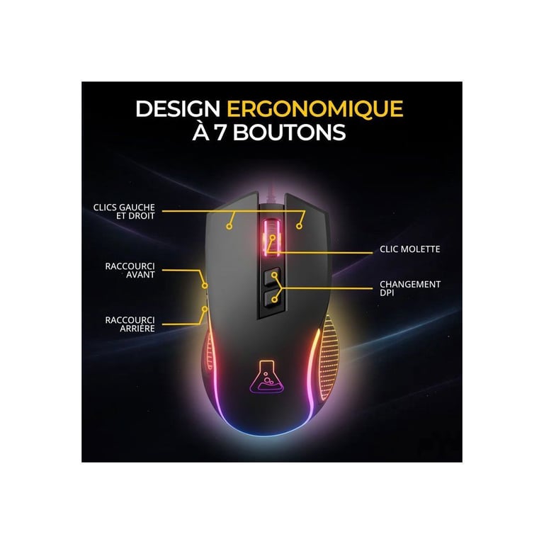 Souris THE G-LAB KULT-THORIUM – Gaming Filaire 12800 DPI, 7 Boutons Programmables - vue 6
