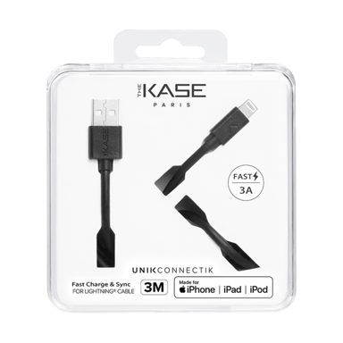 Cavo Lightning certificato MFi Apple Charge Speed 3A carica/sincronizzazione (3M), Nero di giada
