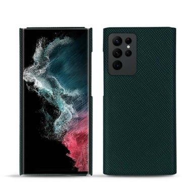 Coque cuir Samsung Galaxy S22 Ultra -  - Vert - Cuir saffiano