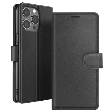 Zanaé Funda tipo cartera para iPhone 13 Pro con soporte y lengüeta magnética Negro