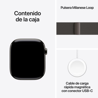 Watch Series 11 (2025) GPS + Cellulaire Boitier de 46mm en Titane Ardoise avec bracelet milanais, Noir - M/L