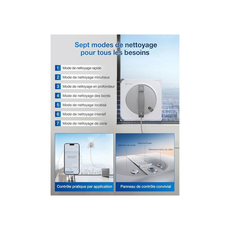 Robot Nettoyeur Vitres ECOVACS Winbot W2S Omni – Nettoyage Intelligent Bord à Bord - vue 8