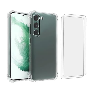 EVETANE Samsung Galaxy S23 Plus Cover in silicone antiurto + 2 pannelli di vetro temperato per la protezione dello schermo