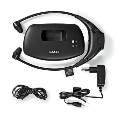 Casque TV Intra-Auriculaire sans Fil avec Station de Charge Noir