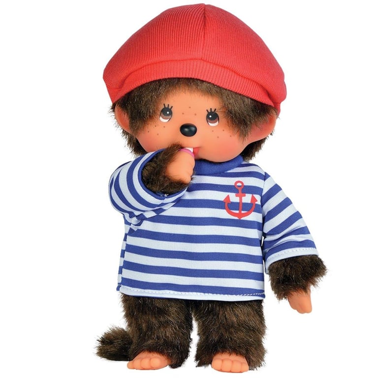 Bandai Monchhichi Peluche Monchhichi veste en jean Peluche iconique des années 80 Peluche toute douce 20 cm pour enfants et adultes SE23396 - vue 7