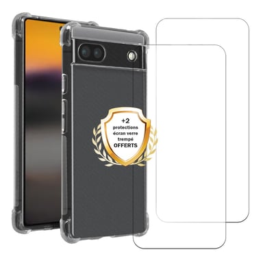 EVETANE Cover Google Pixel 6A antiurto in silicone con angoli rinforzati + 2 pannelli in vetro temperato per la protezione dello schermo