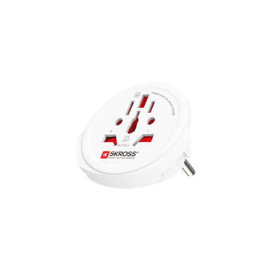 Adaptateur voyage 16A Monde vers Europe 2/3 poles Blanc Skross