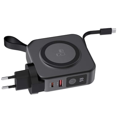 Powerbank sans fil Magnétique MagSafe 10000mAh avec Fonction Chargeur Voyage 20W Noir - Neuf
