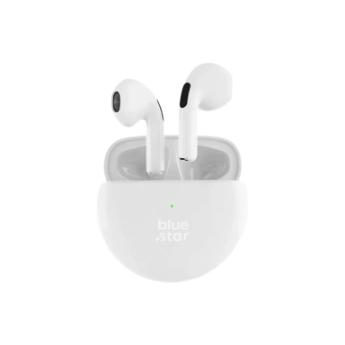 Auriculares Inalámbricos Bluetooth 5.3 - Semi Intraauriculares - Impermeables con Estuche de Carga, Micrófono Integrado para Llamadas para Smartphone, Tableta, Ordenador Portátil - Blanco