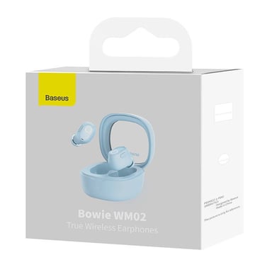Baseus Bowie WM02 Casque True Wireless Stereo (TWS) Ecouteurs Appels/Musique USB Type-C Bluetooth Bleu clair