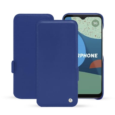 Housse cuir Fairphone 4 - Rabat horizontal - Bleu - Cuir lisse