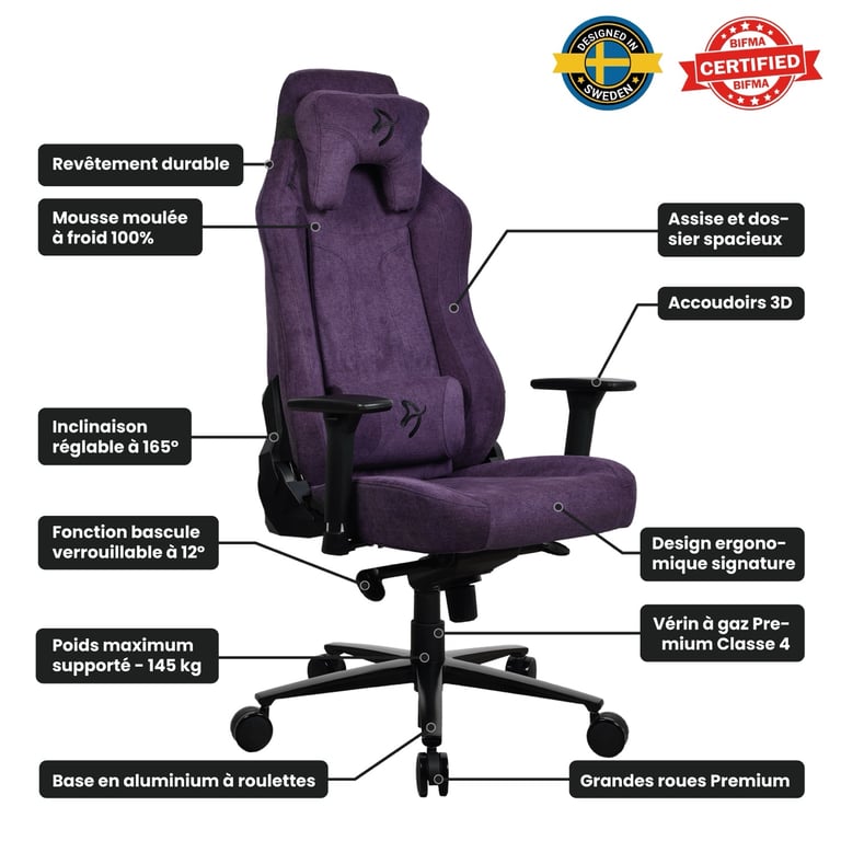 Arozzi Vernazza SoftFabric™ - Violet - Neuf