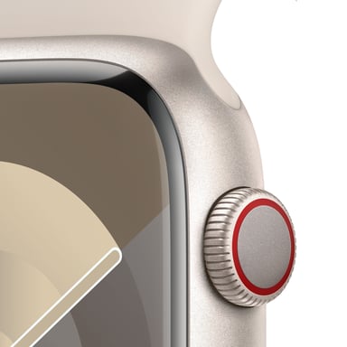 Watch Series 9 GPS + Cellular, cassa in alluminio da 45 mm con fibbia in gomma, Beige, S/M