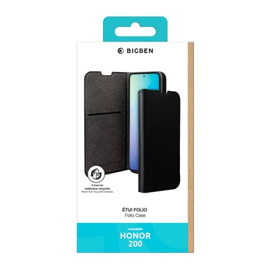 Folio Honor 200 Wallet Fonction Stand Noir - Certifié GRS Bigben