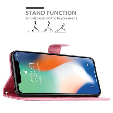 Coque pour Apple iPhone XS MAX en ROSE FLORAL Housse de protection Étui au design floral avec fermeture magnétique, fonction de support et emplacements pour cartes