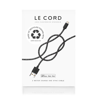 Cable Lightning para iPhone Negro - 2 metros - Fabricado con redes de pesca recicladas